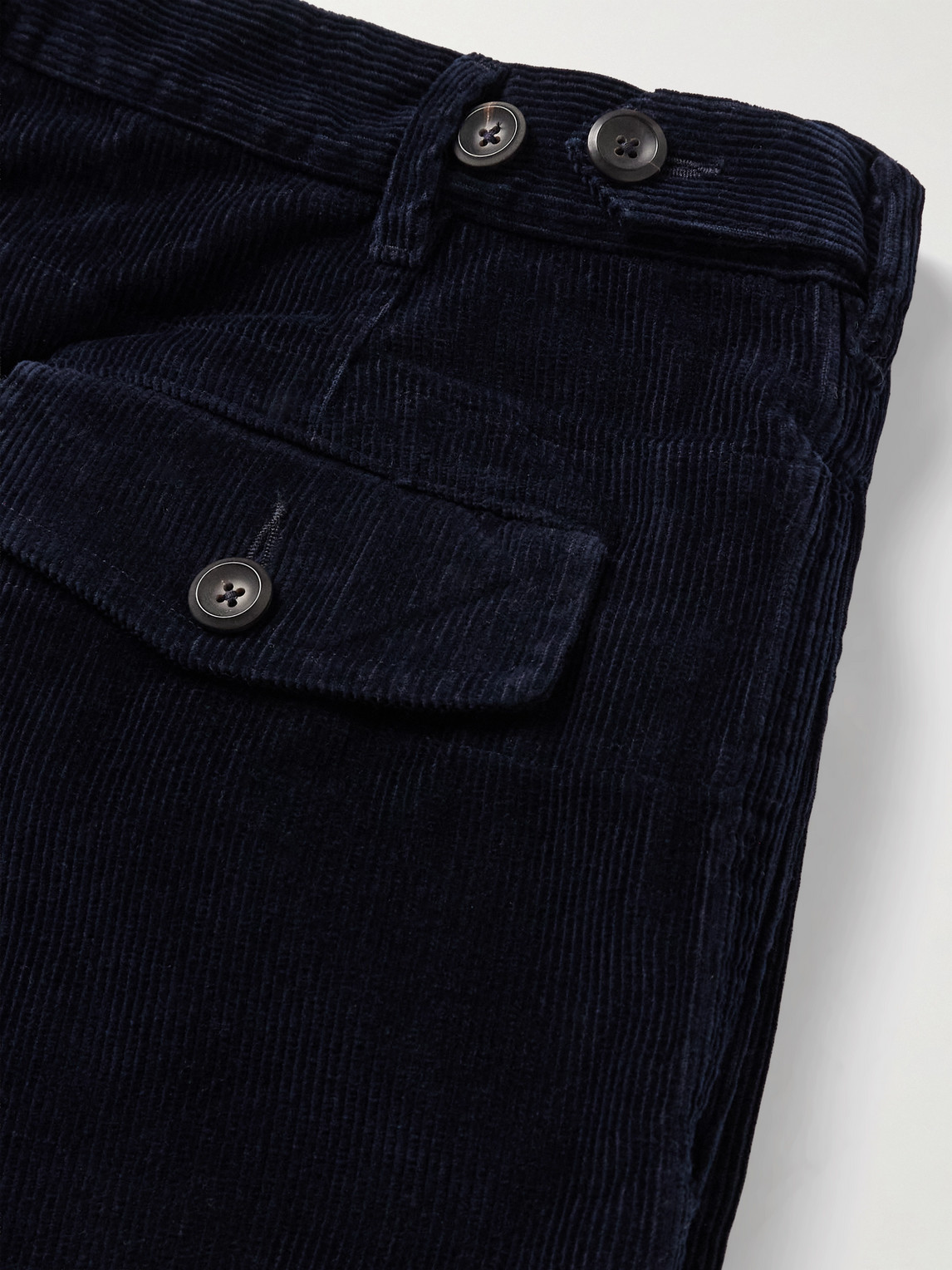 Drake's Games Tapered Pleated Cotton-corduroy Trousers In Blue