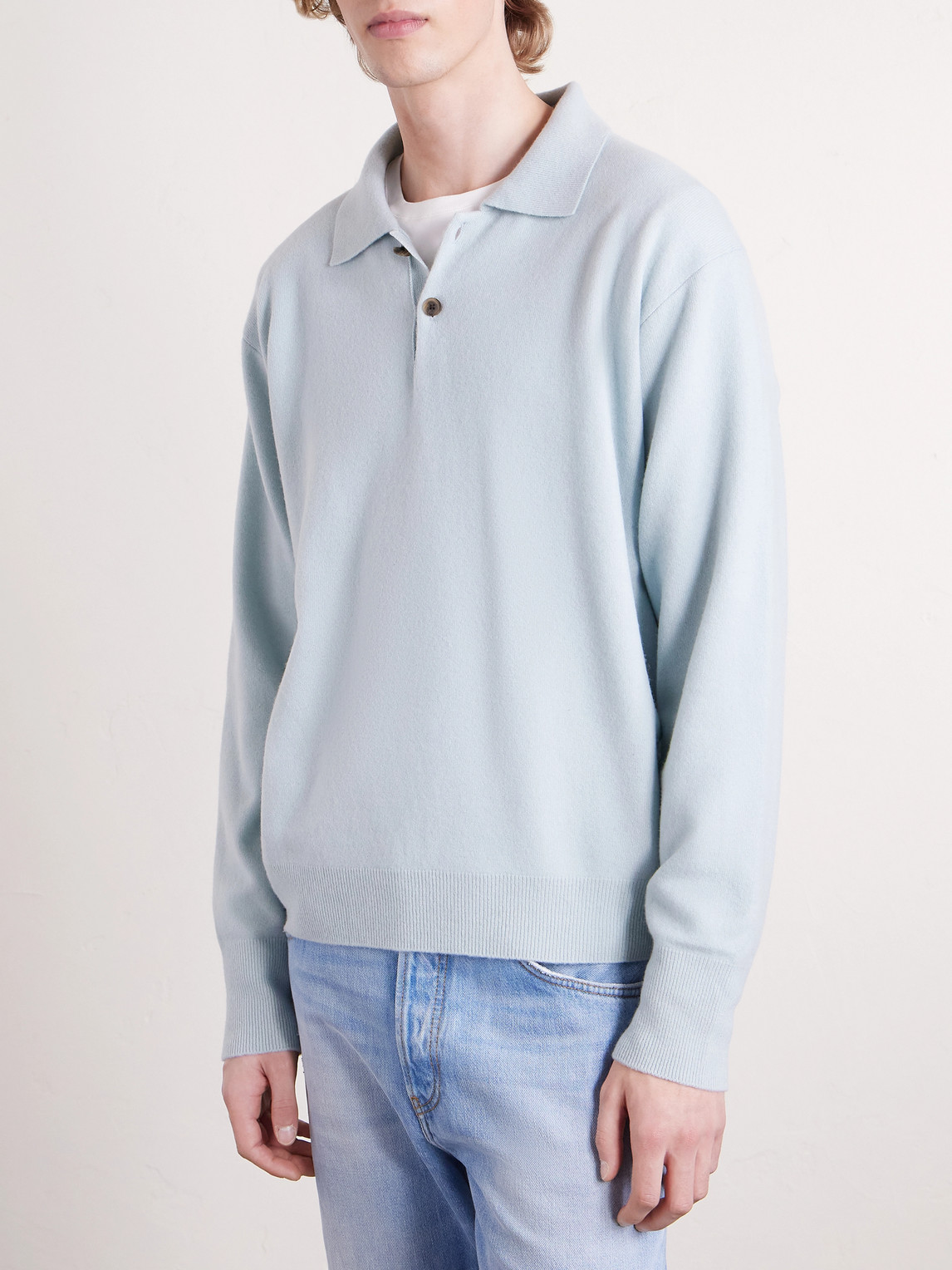  Ssstein - Merino Wool Polo Shirt - Men - Blue - M 