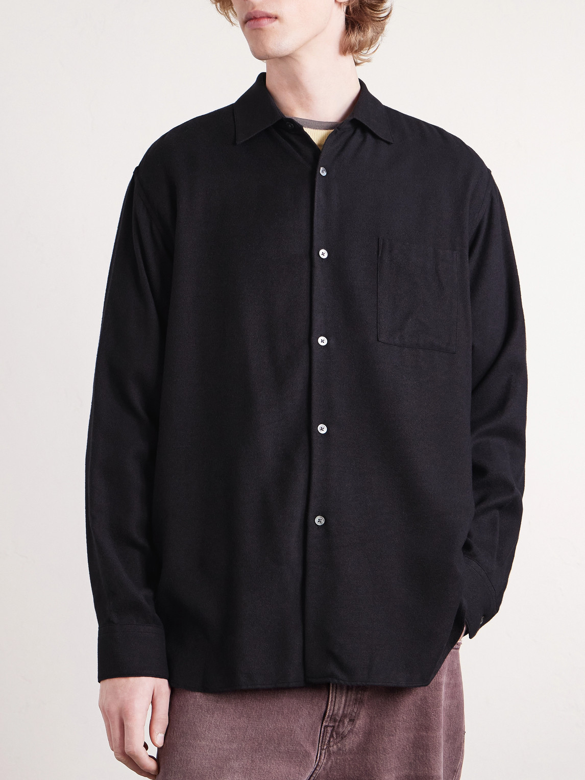  Ssstein - Silk-blend Flannel Shirt - Men - Black - S 