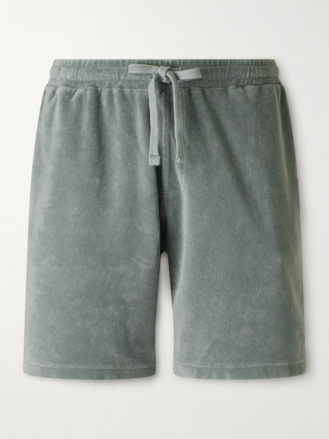 Hartford Straight-leg Cotton-terry Drawstring Shorts In Green
