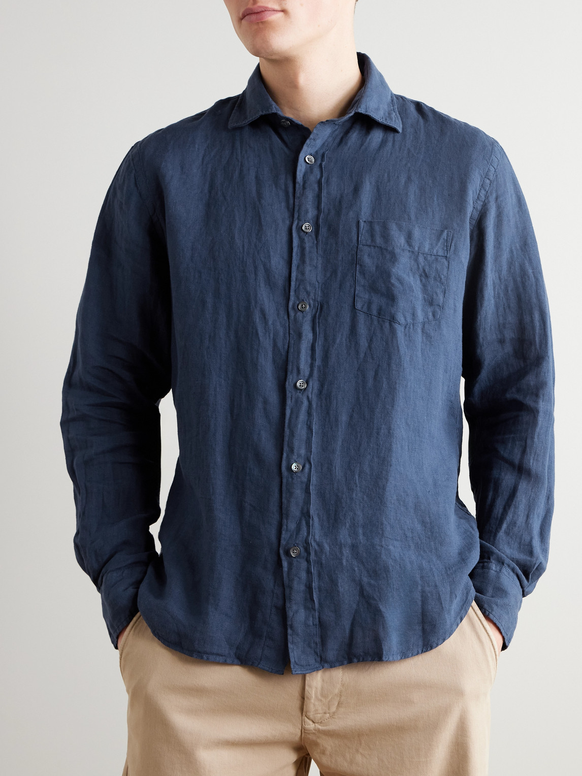 Hartford Paul Pat Linen Shirt In Blue