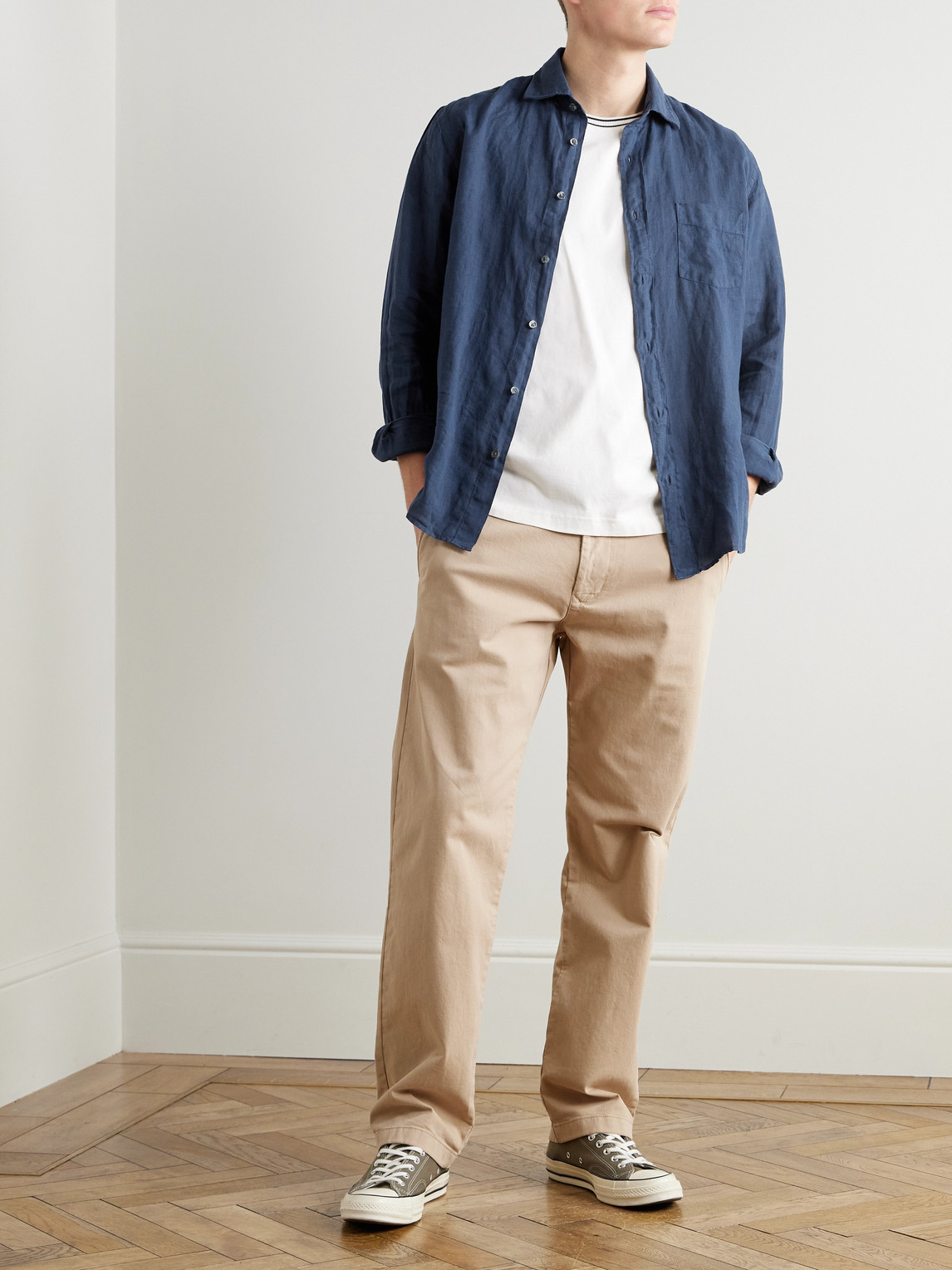 Hartford Paul Pat Linen Shirt In Blue