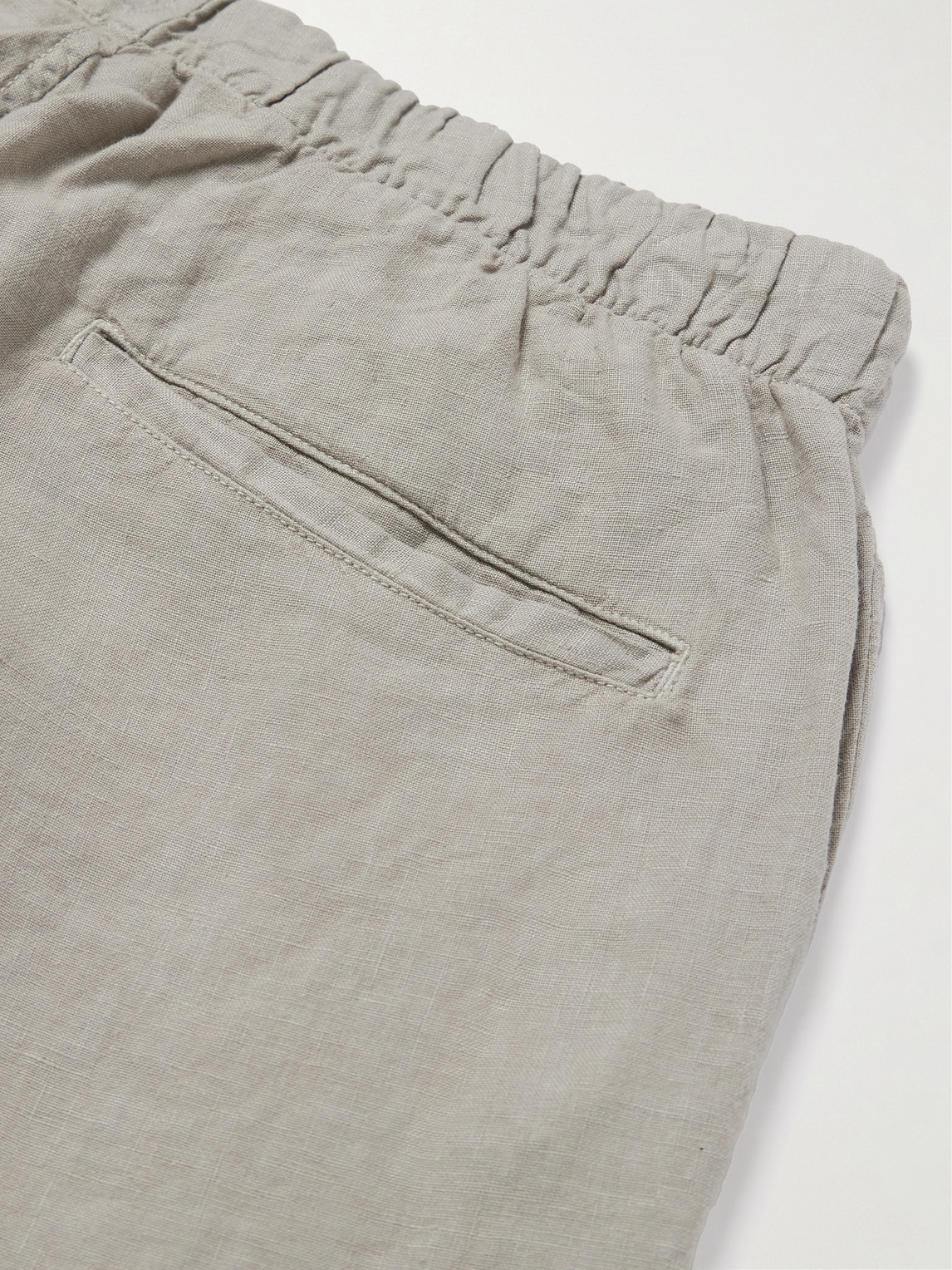 Hartford Joggy Tapered Linen Drawstring Trousers In Gray