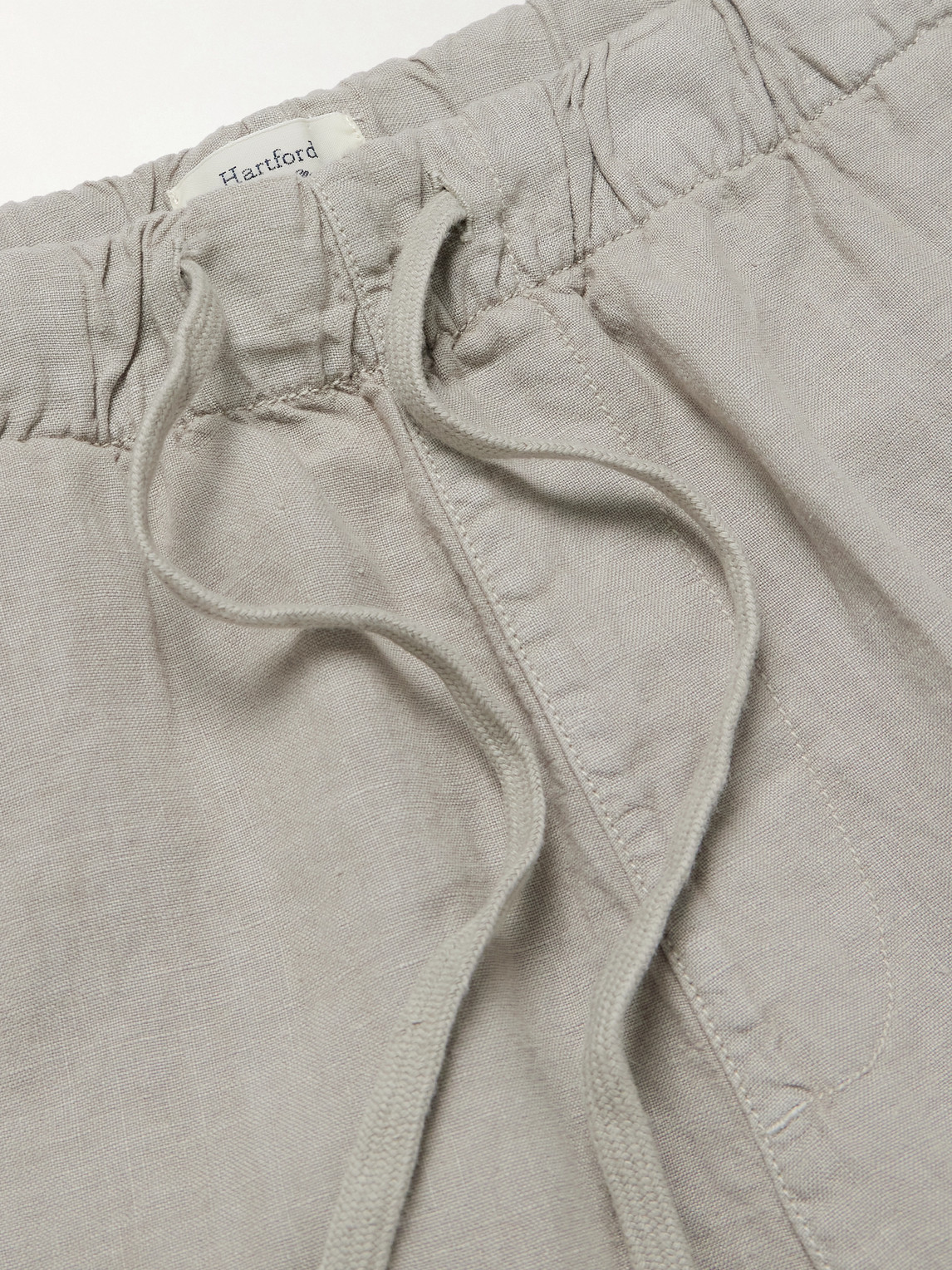 Hartford Joggy Tapered Linen Drawstring Trousers In Gray