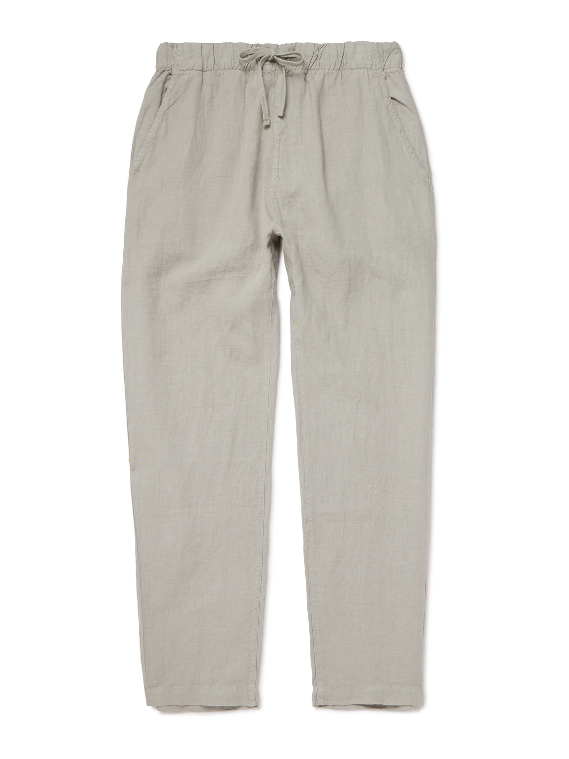 Hartford Joggy Tapered Linen Drawstring Trousers In Gray