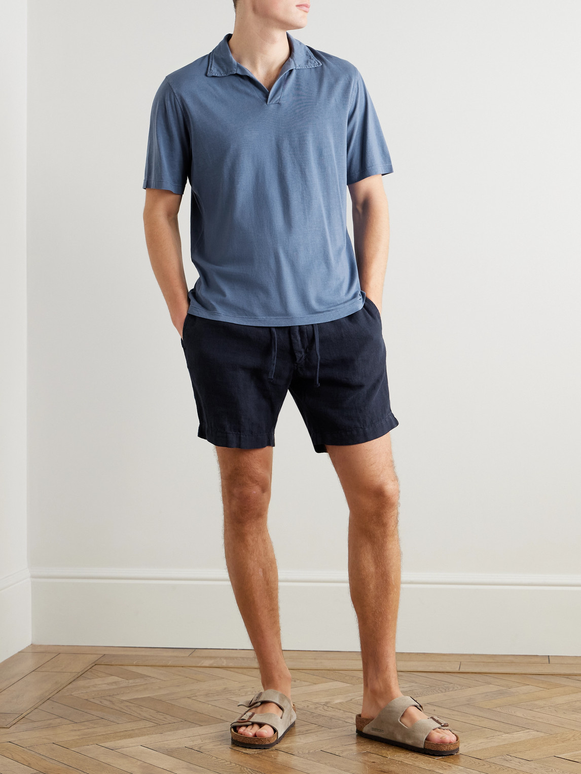 Hartford Lyocell And Cotton-blend Polo Shirt In Blue