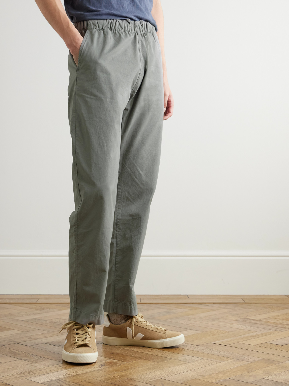 Hartford Joggy Straight-leg Cotton Trousers In Gray