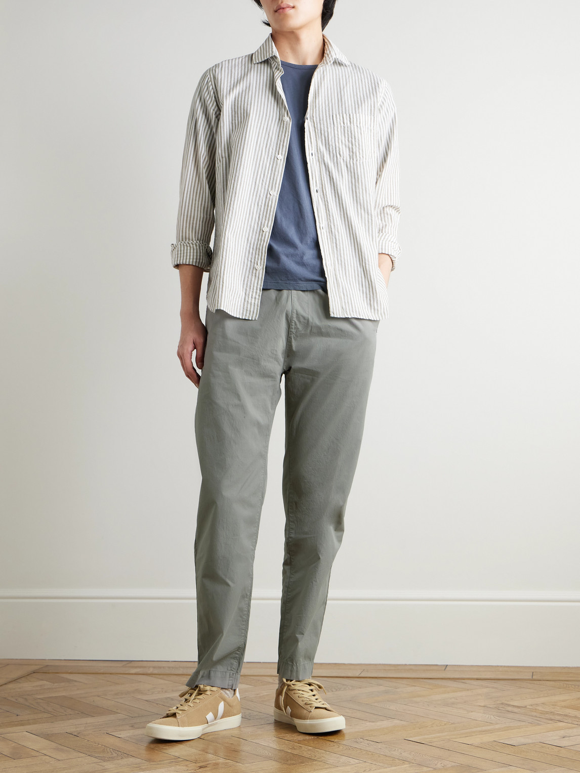 Hartford Joggy Straight-leg Cotton Trousers In Gray