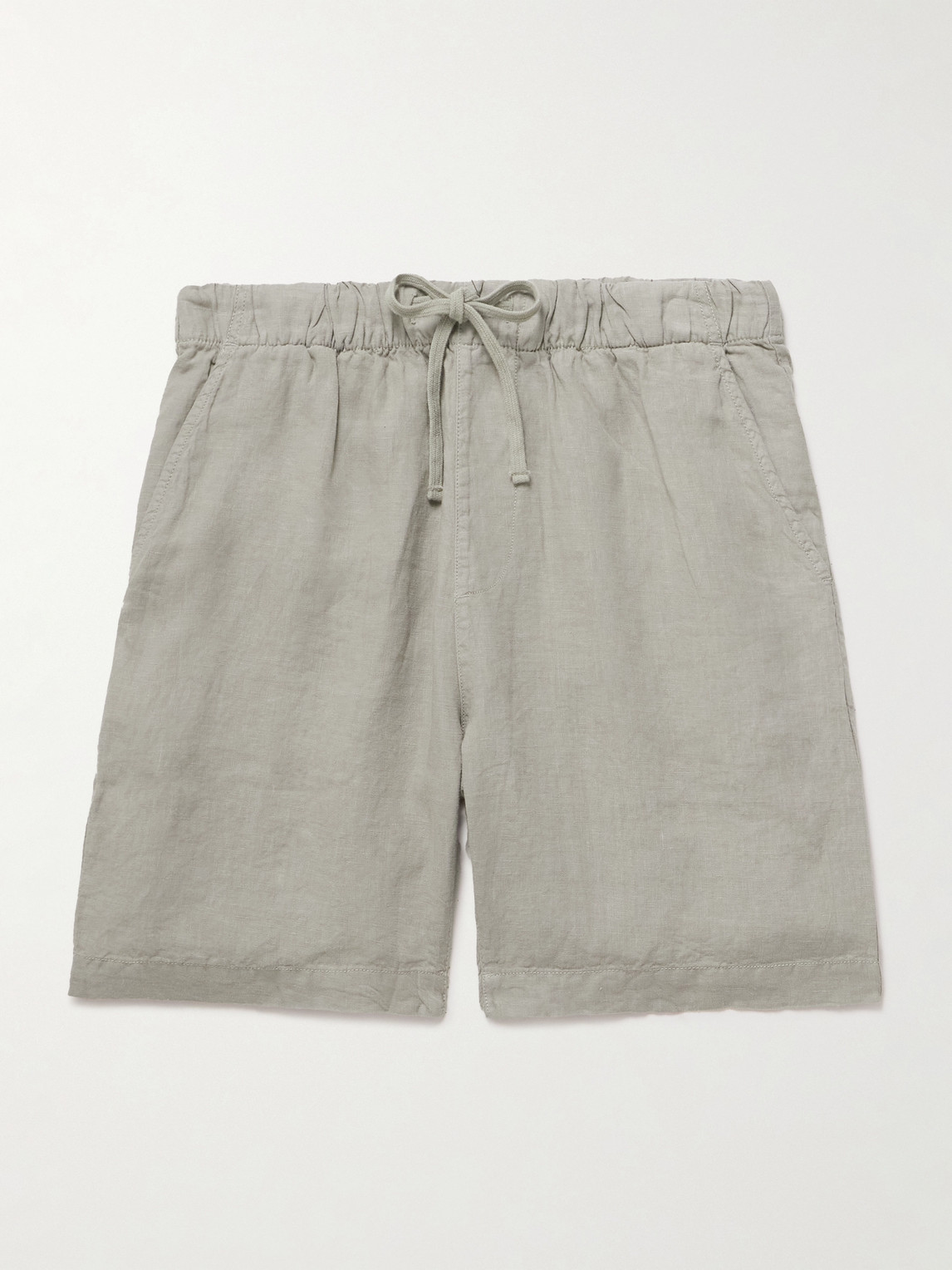Hartford Joggy Straight-leg Linen Bermuda Shorts In Gray