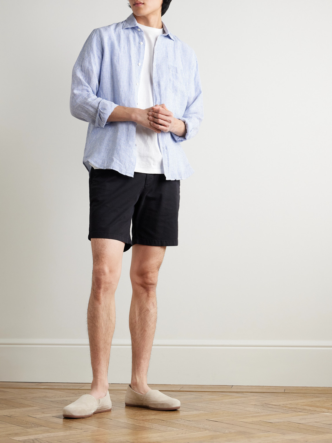 Hartford Paul Striped Linen Shirt In Blue