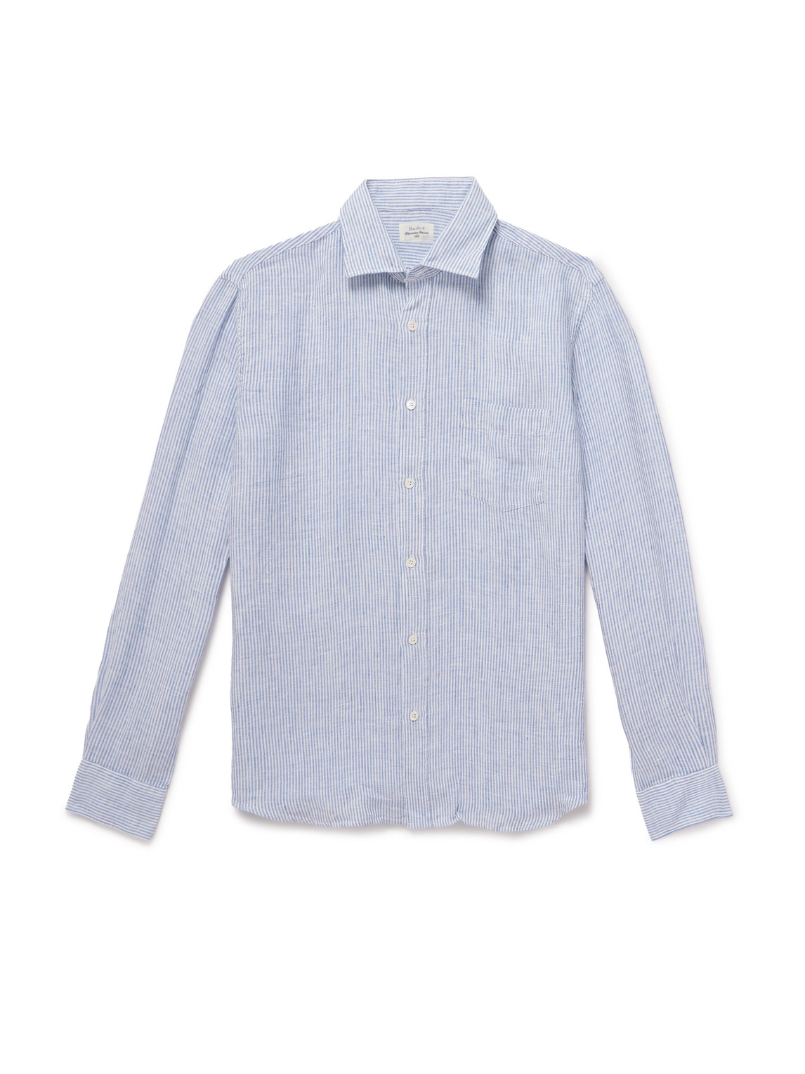 Hartford Paul Striped Linen Shirt In Blue