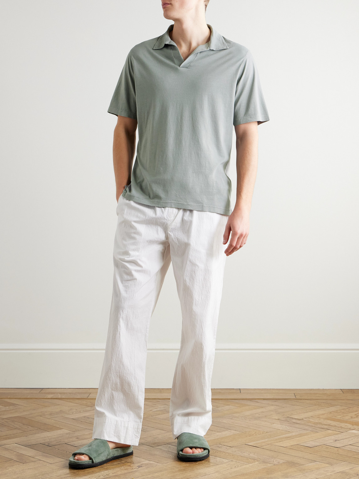 Hartford Lyocell And Cotton-blend Polo Shirt In Green