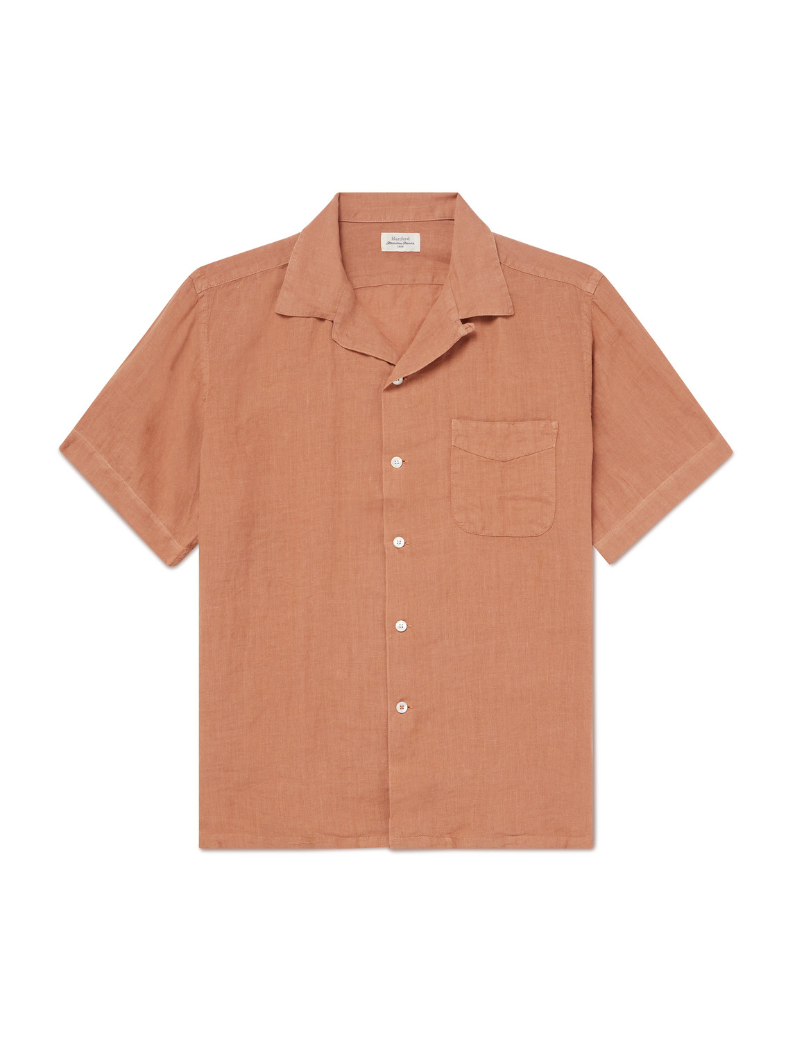 Hartford Palmito Mc Convertible-collar Linen Shirt In Orange