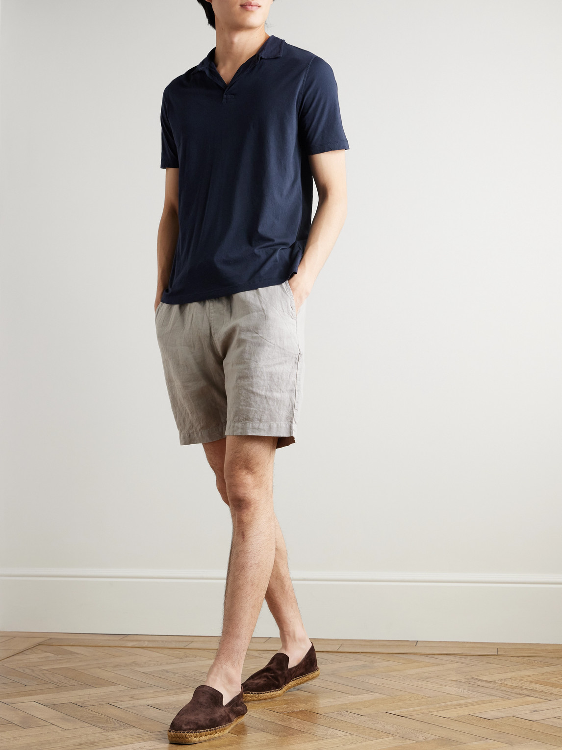 Hartford Garment-dyed Cotton-jersey Polo Shirt In Blue