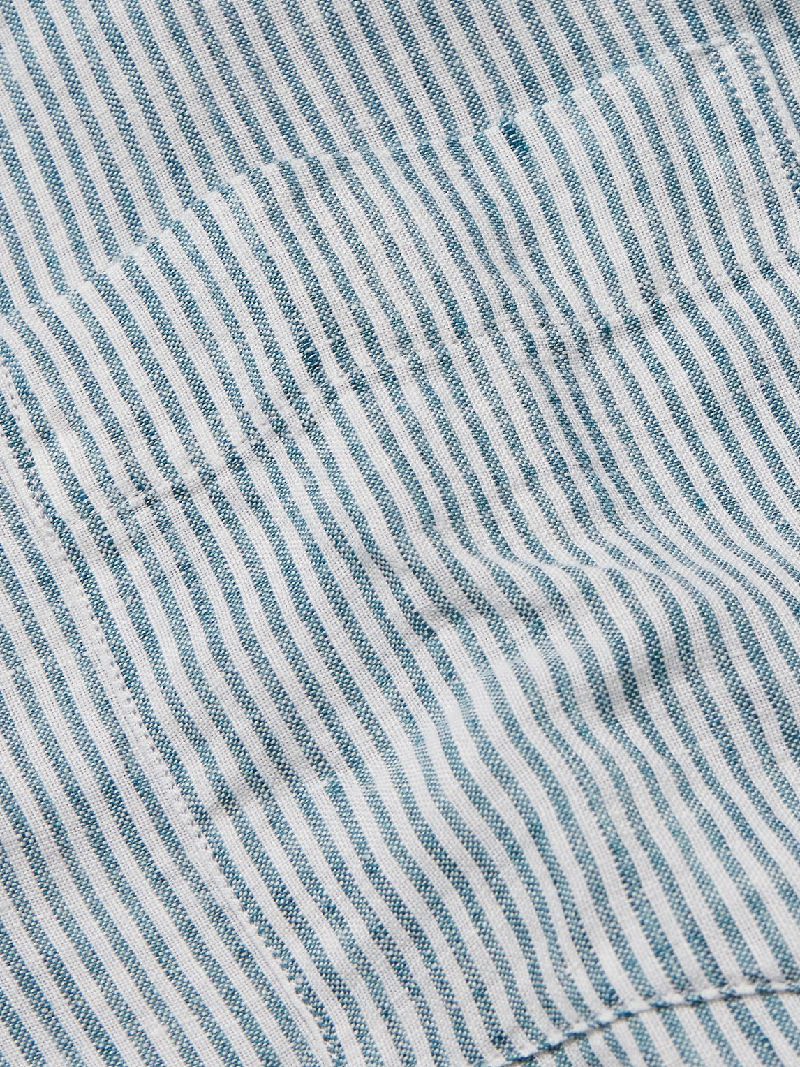 Hartford Paul Striped Linen Shirt In Blue