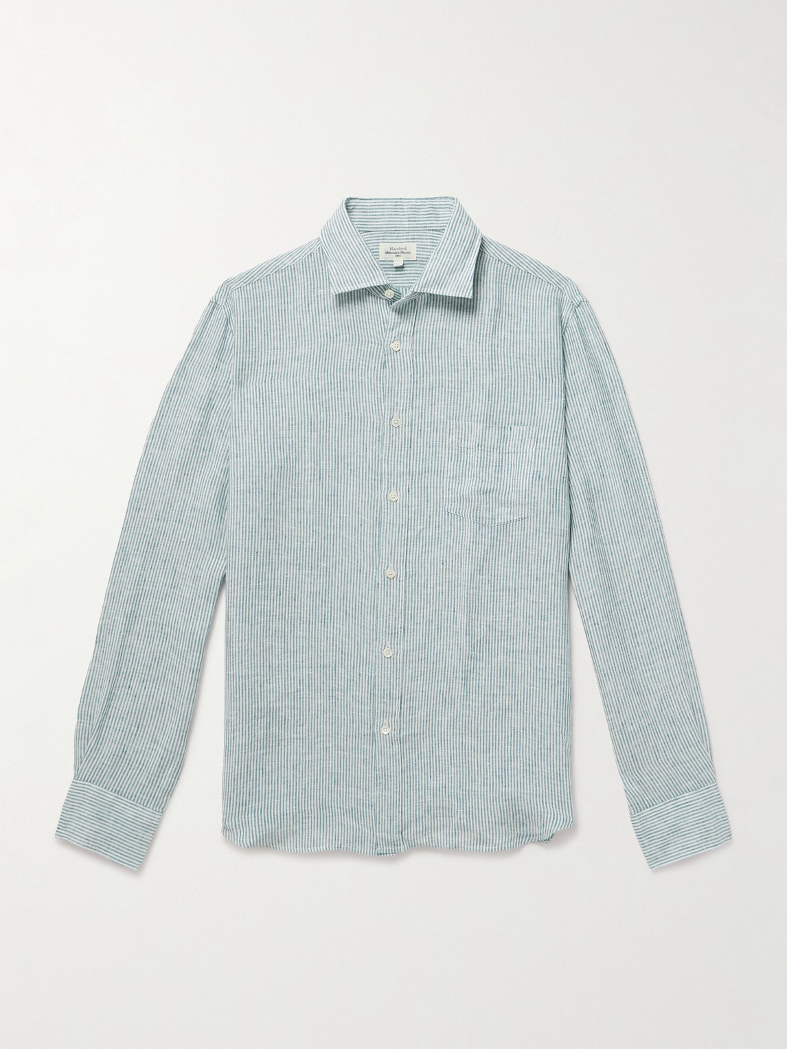 Hartford Paul Striped Linen Shirt In Blue