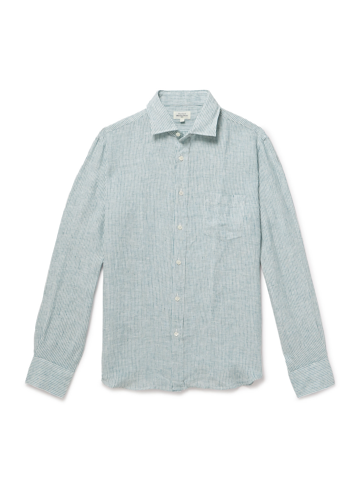 Hartford Paul Striped Linen Shirt In Blue