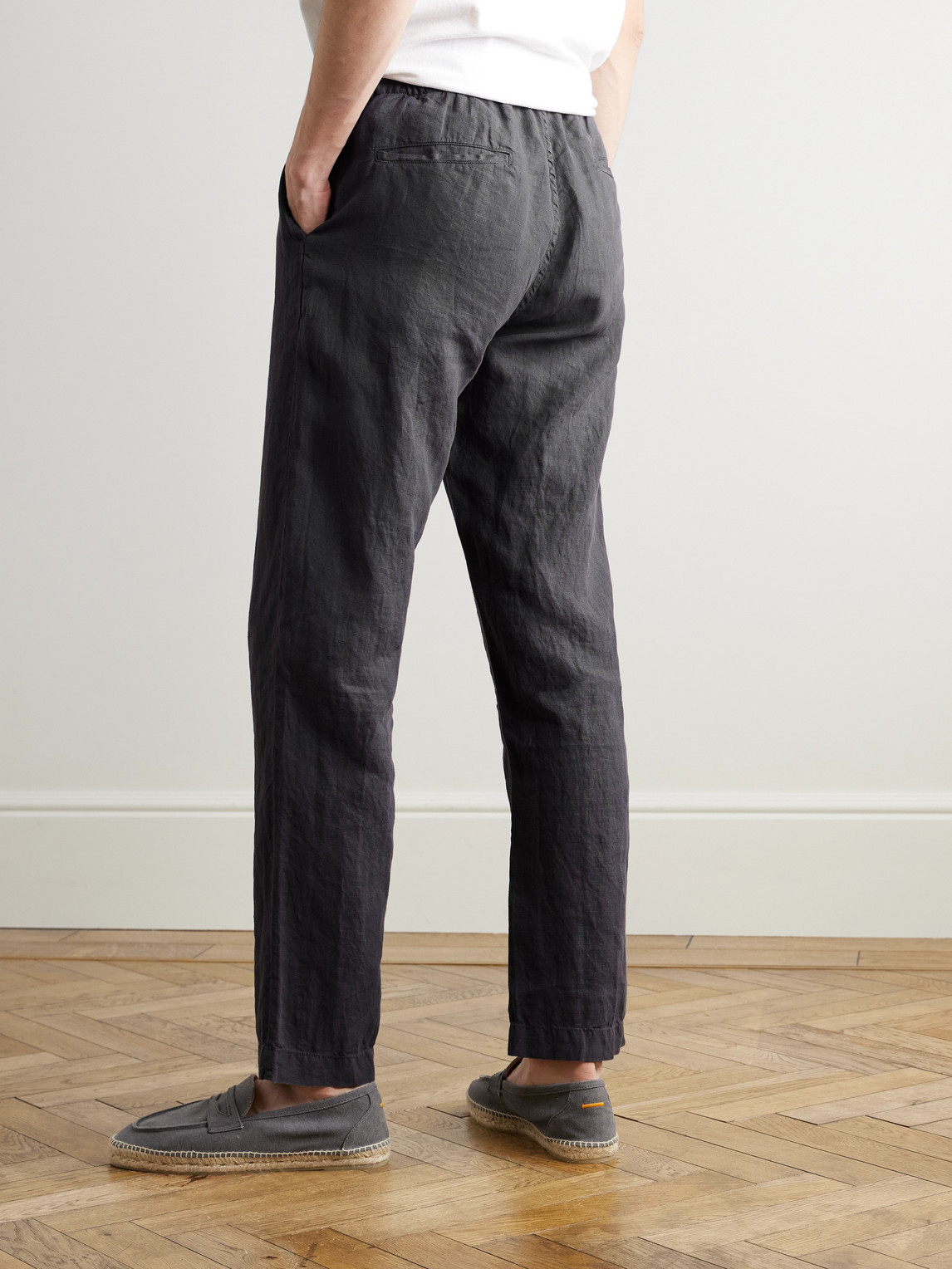 Hartford Joggy Straight-leg Linen Drawstring Trousers In Gray