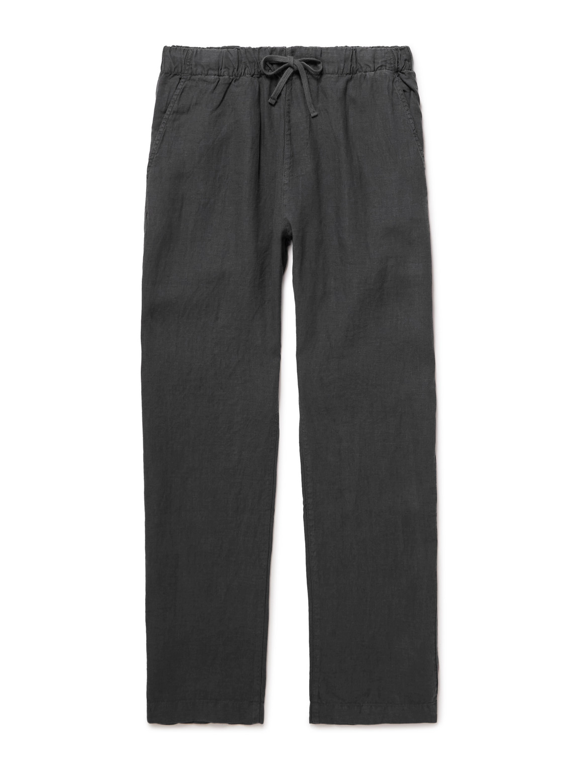 Hartford Joggy Straight-leg Linen Drawstring Trousers In Gray