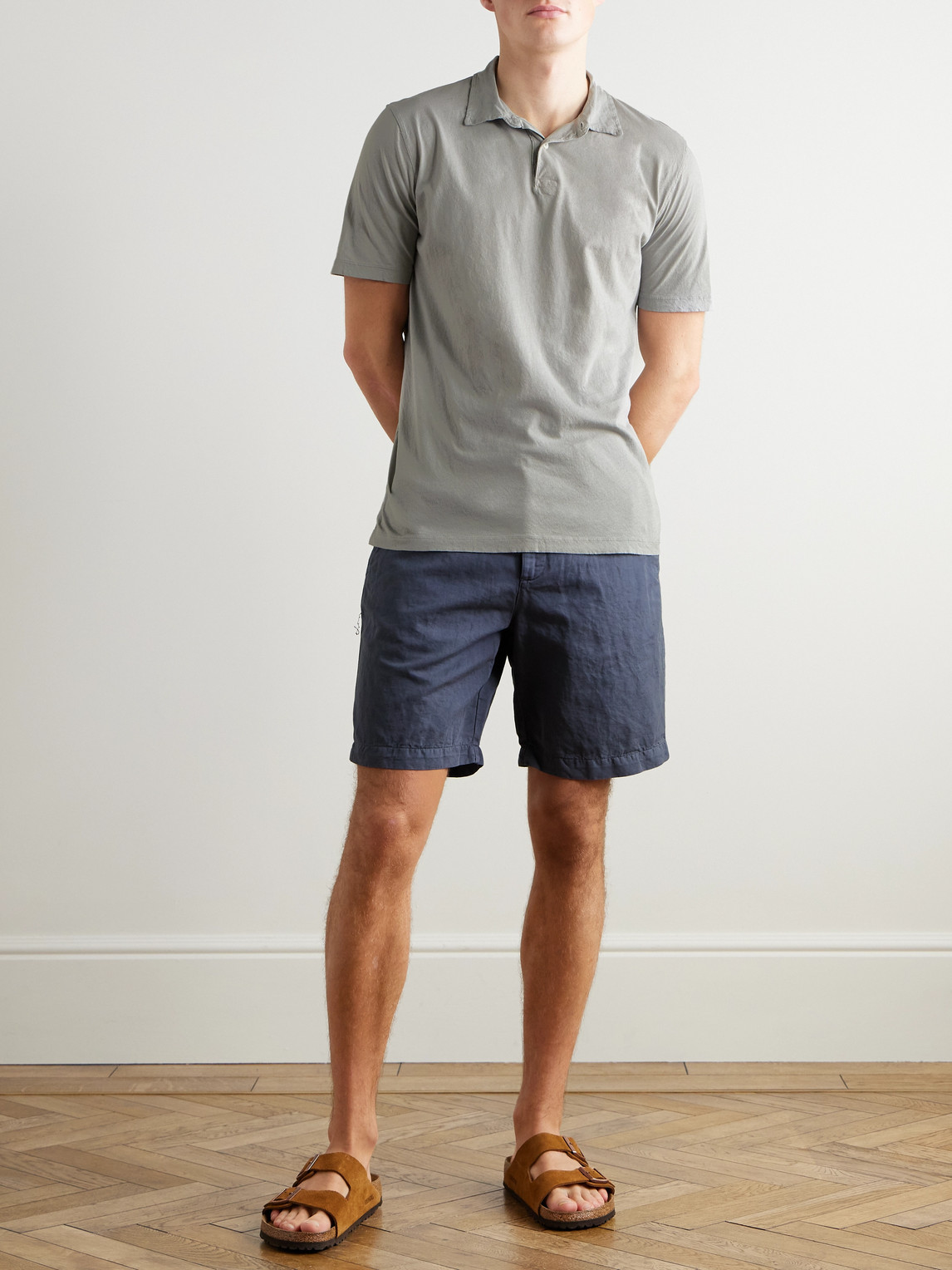 Hartford Cotton-jersey Polo Shirt In Gray