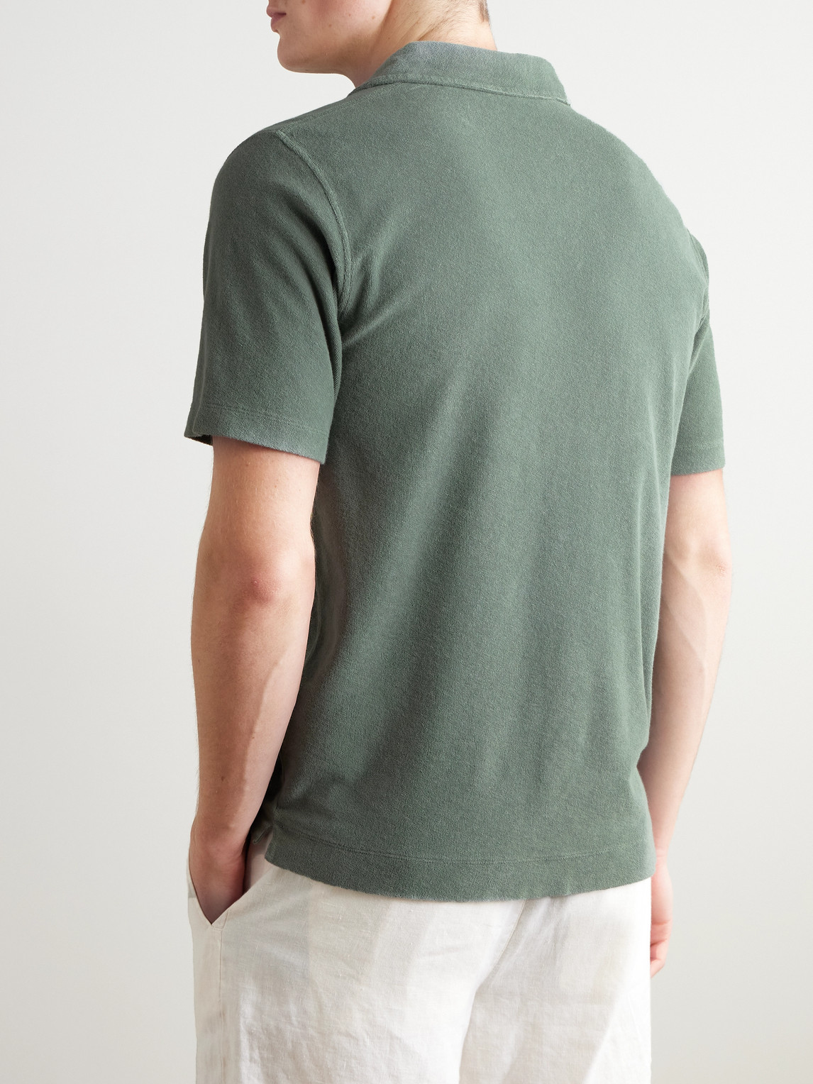 Hartford Cotton-terry Polo Shirt In Green