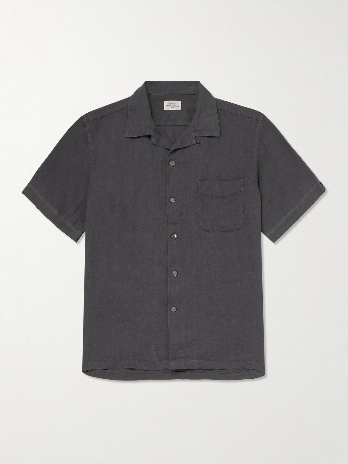 Hartford Palmito Mc Convertible-collar Linen Shirt In Gray