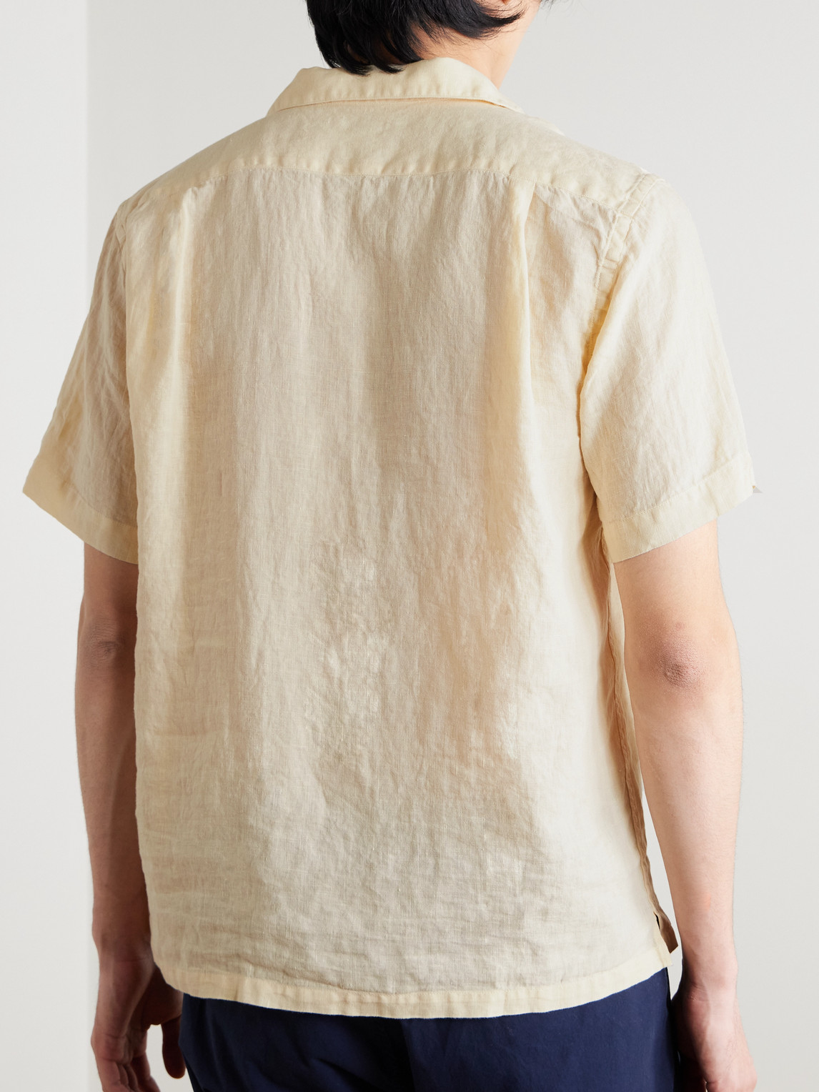 Hartford Palmito Mc Pat Convertible-collar Linen Shirt In Brown