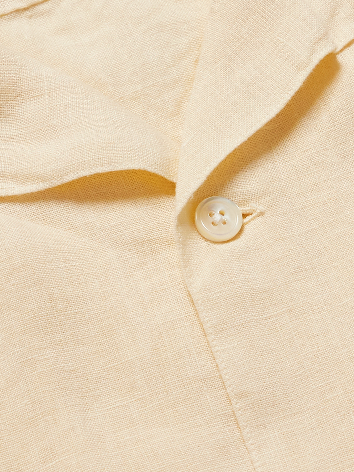 Hartford Palmito Mc Pat Convertible-collar Linen Shirt In Brown