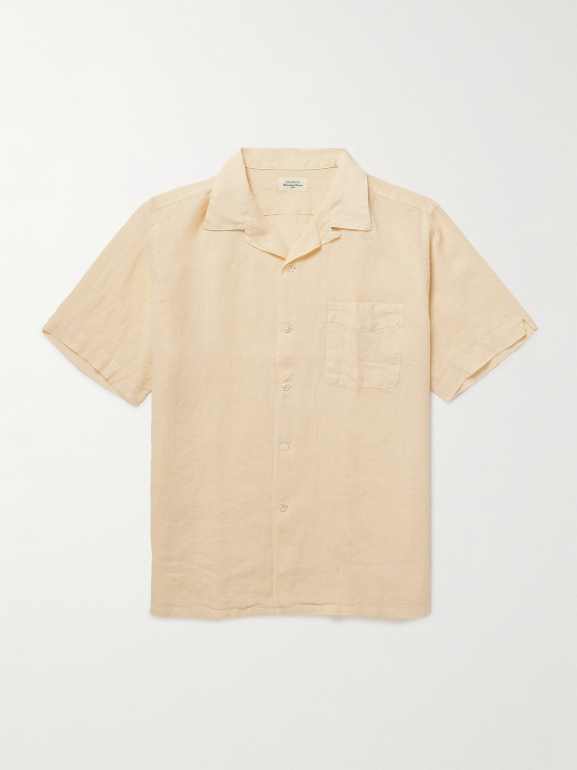 Hartford Palmito Mc Pat Convertible-collar Linen Shirt In Brown