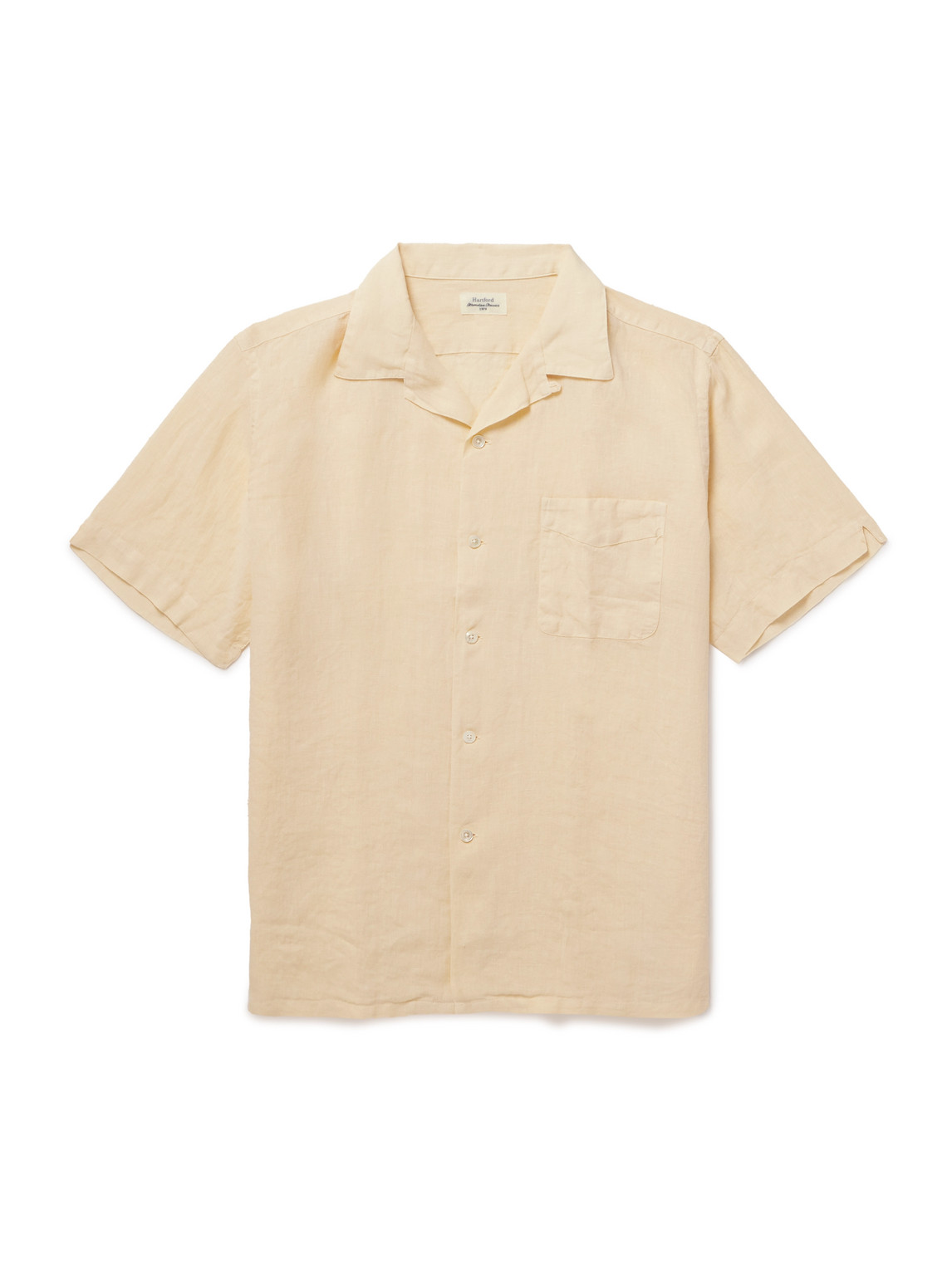 Hartford Palmito Mc Pat Convertible-collar Linen Shirt In Brown