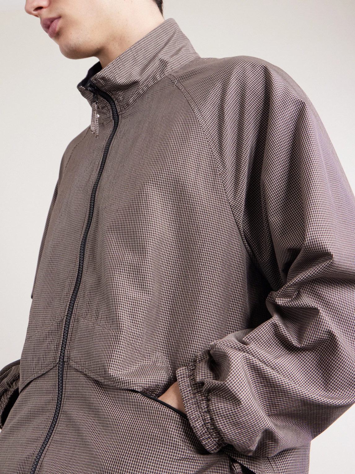 Reversible Checked Silk-Taffeta Jacket