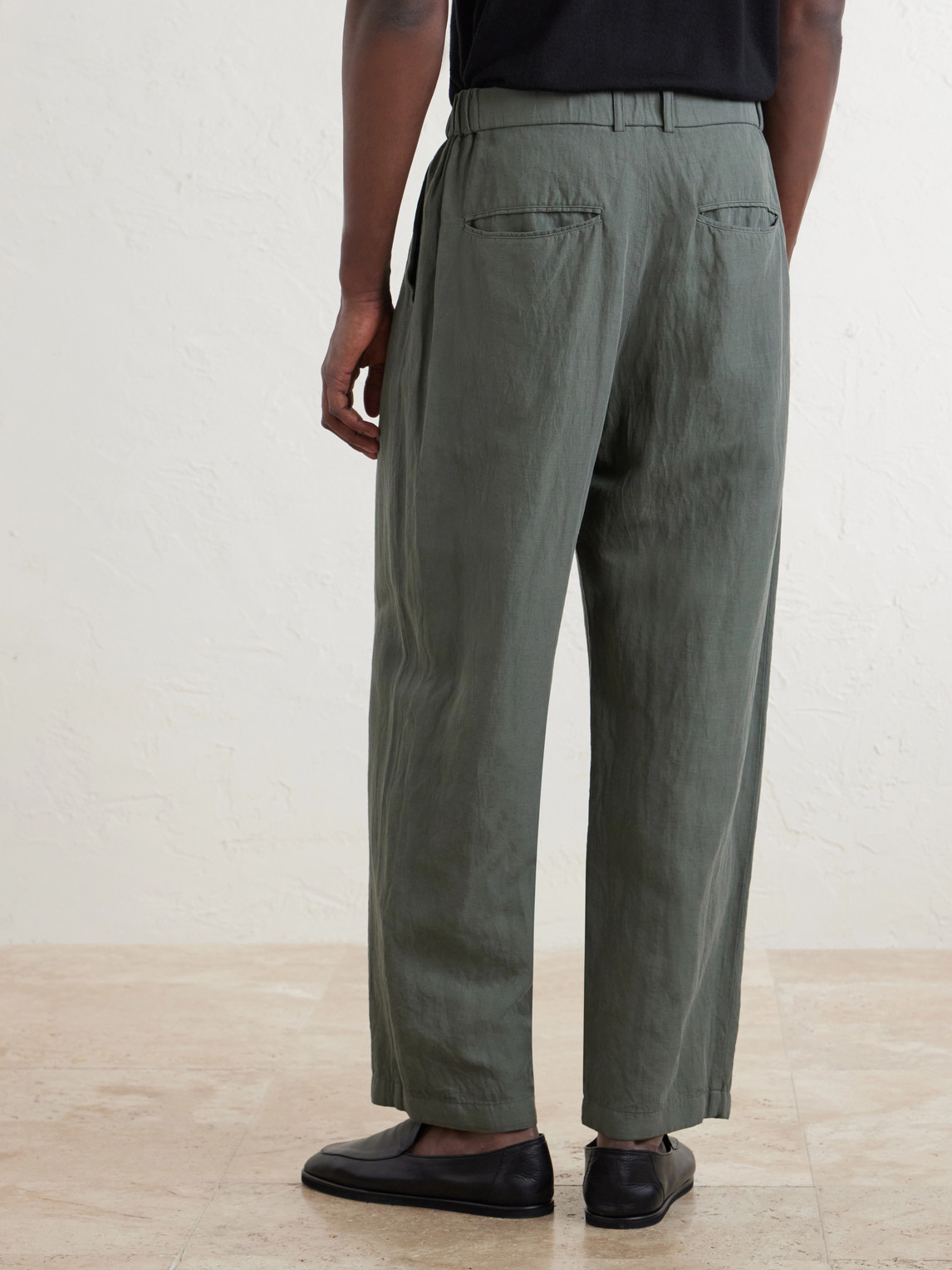 Wide-Leg Cotton And Linen-Blend Twill Trousers