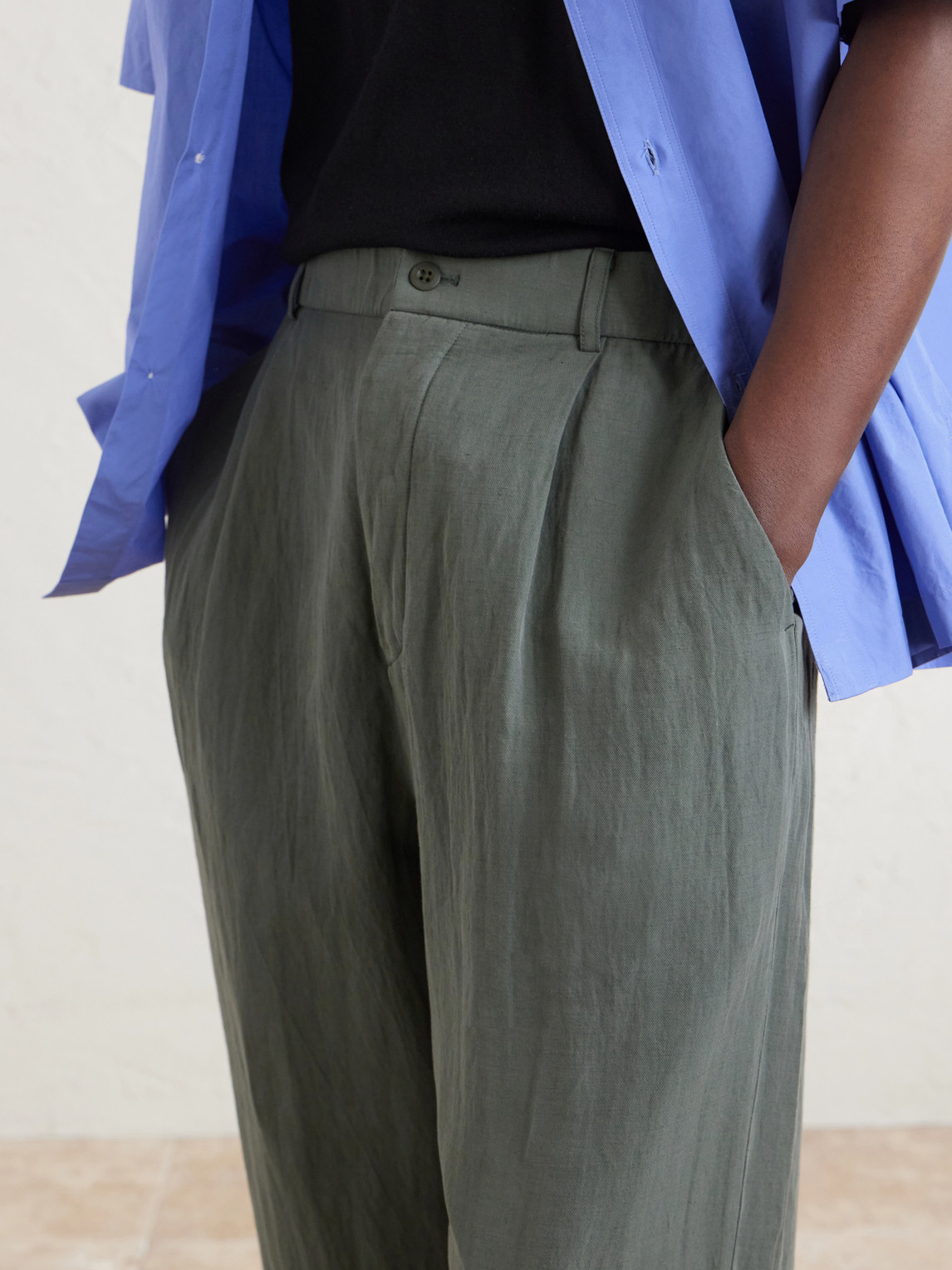 Wide-Leg Cotton And Linen-Blend Twill Trousers