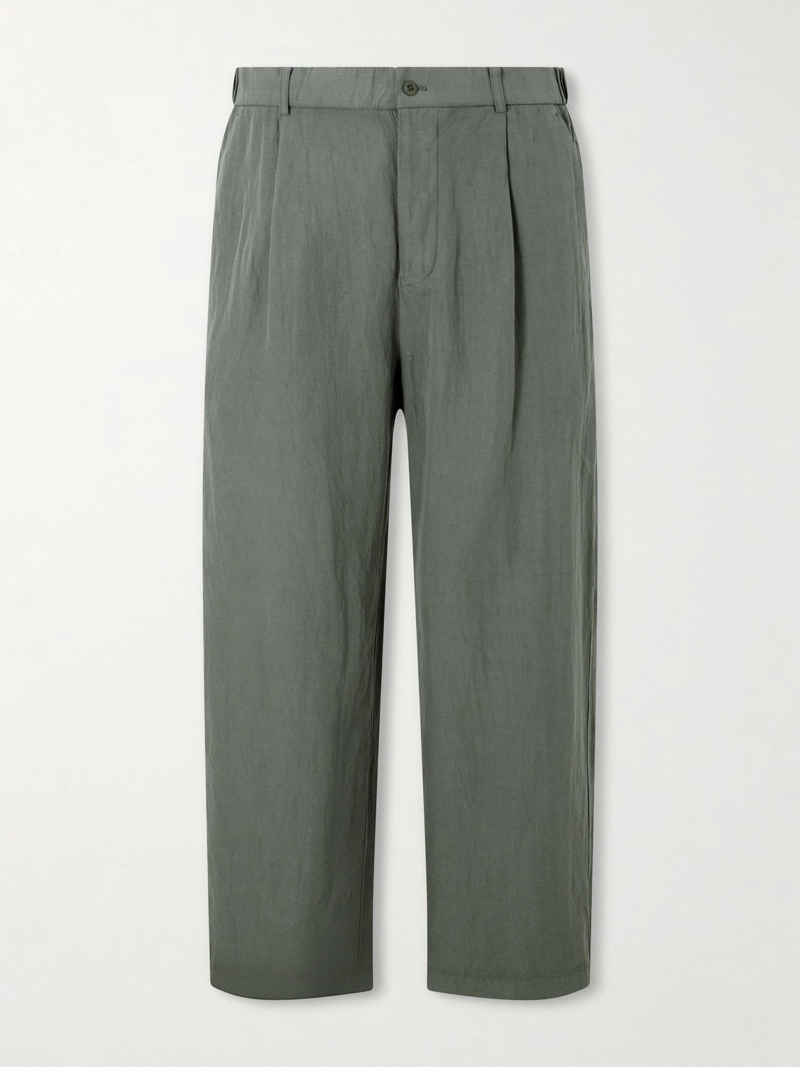 Wide-Leg Cotton And Linen-Blend Twill Trousers