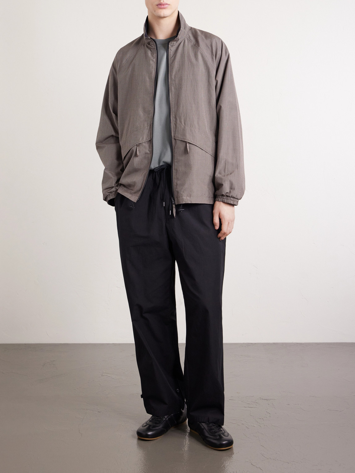 Wide-Leg Cotton-Blend Gabardine Drawstring Trousers