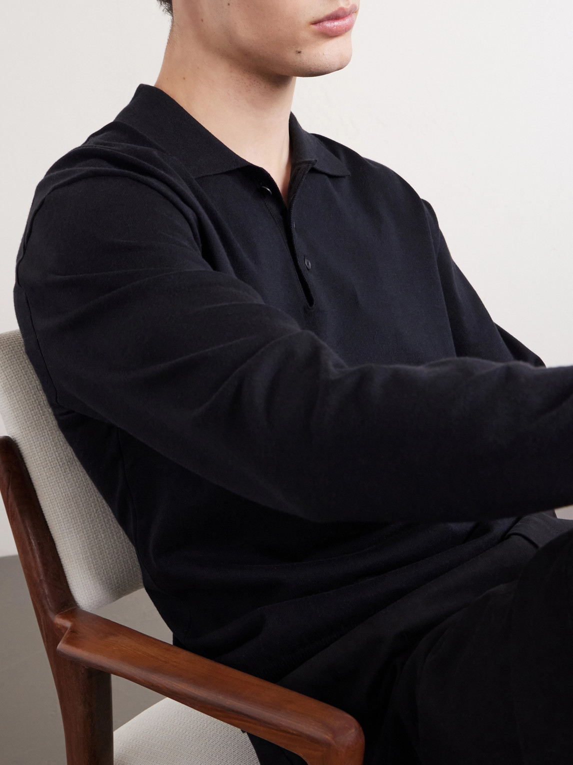 Cotton-Blend Polo Sweater