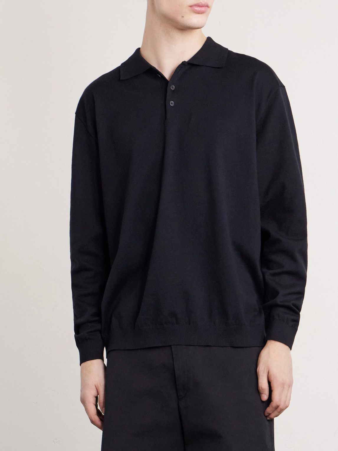 Cotton-Blend Polo Sweater
