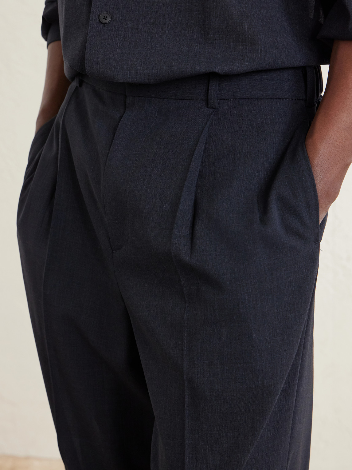 Straight-Leg Pleated Wool-Gauze Trousers