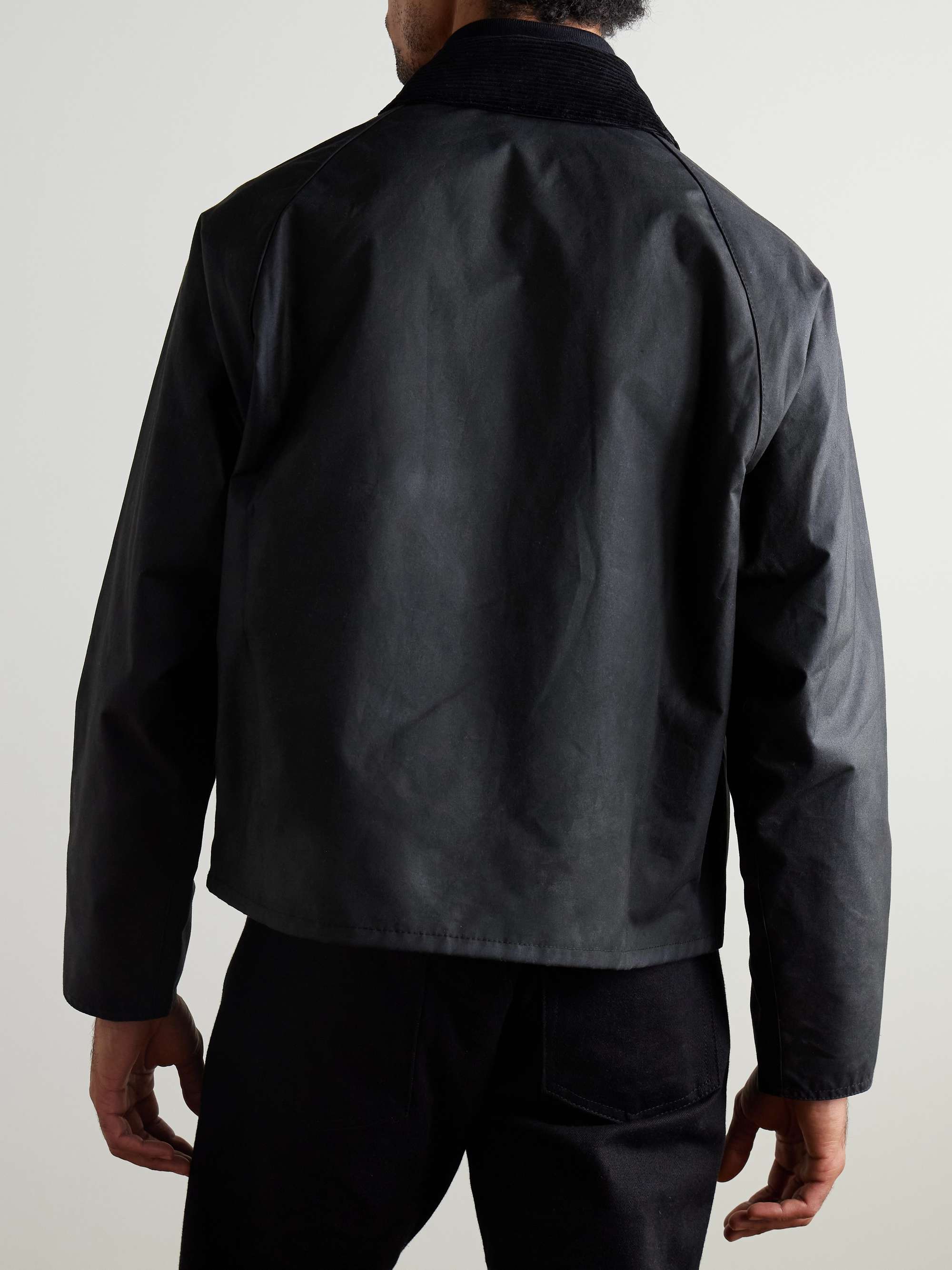 BARBOUR Spey Corduroy-Trimmed Waxed-Cotton Jacket for Men | MR PORTER
