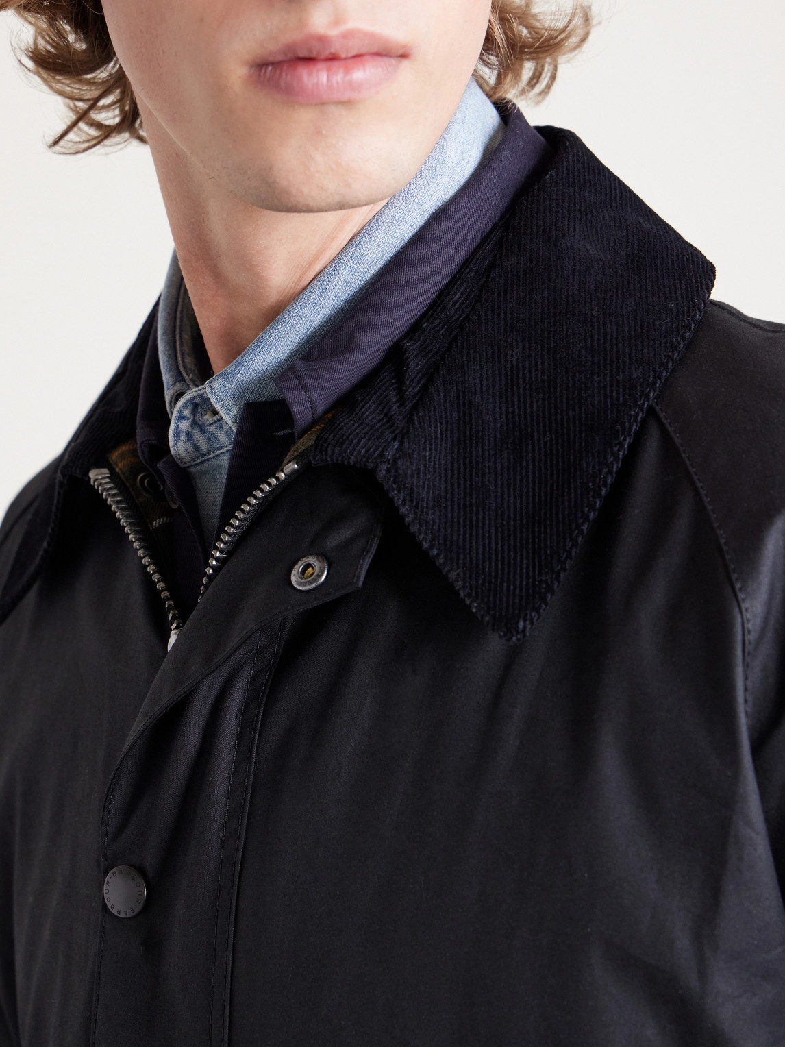 Ashby Corduroy-Trimmed Waxed-Cotton Jacket