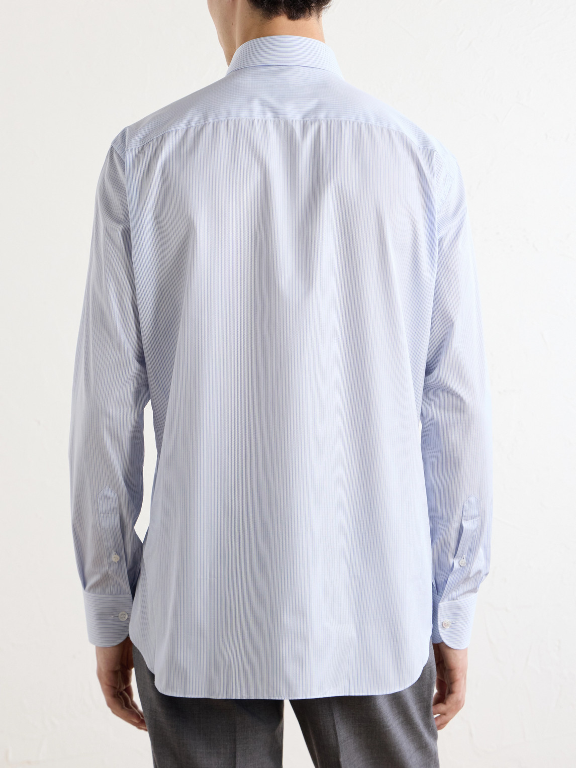 Cutaway-Collar Striped Cotton-Poplin Shirt