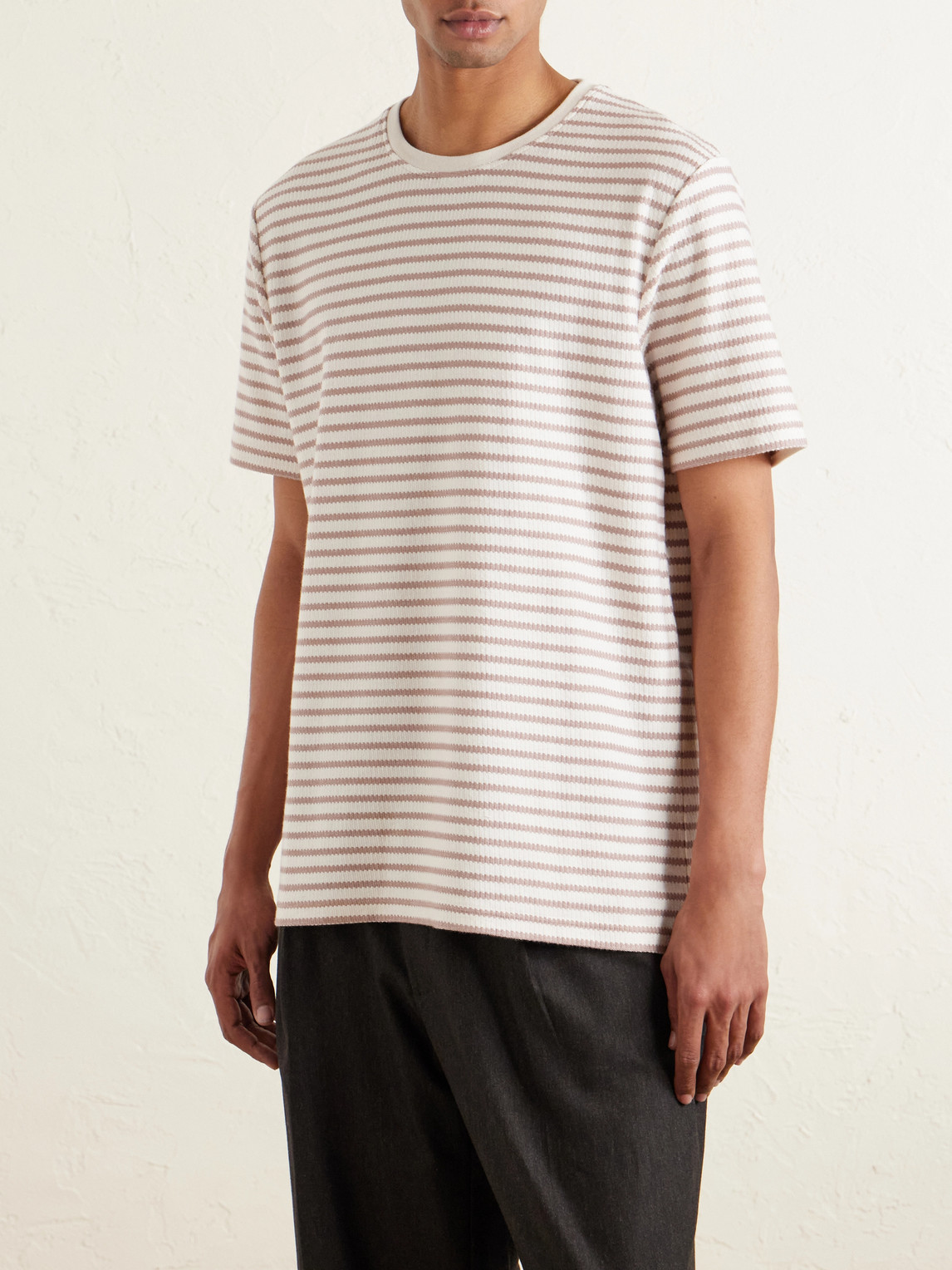 Mr P. - Striped Ribbed Cotton-Jersey T-Shirt