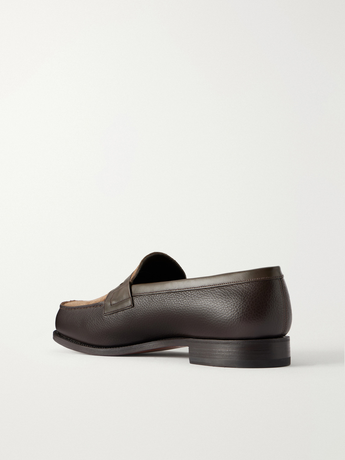 180 Leather-Trimmed Suede Penny Loafers