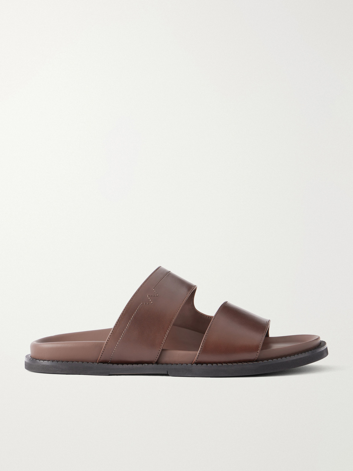 Double V Anatomical Leather Slides