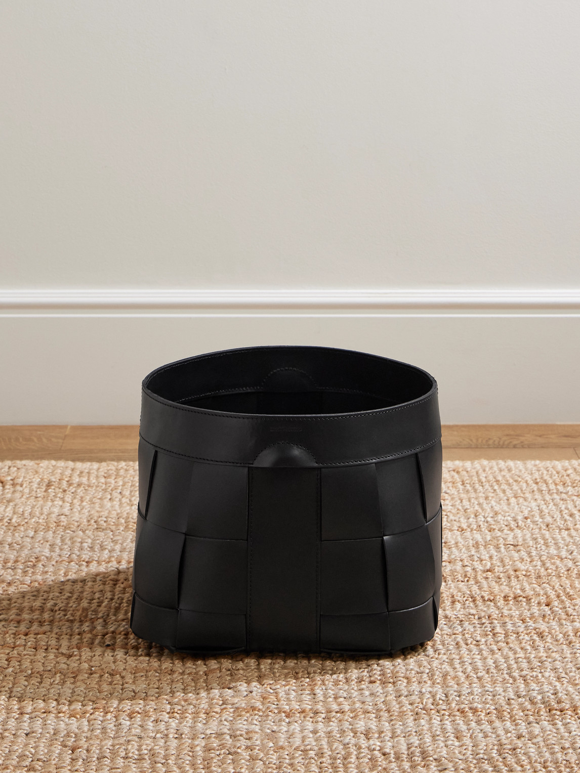 Ralph Lauren Hailey Woven Leather Basket In Black