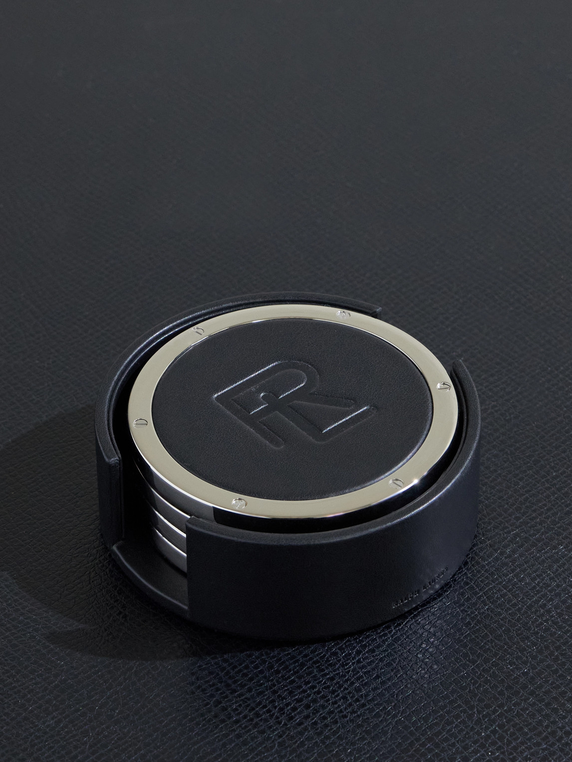 Ralph Lauren Home – Stacked Silver-Tone Leather Coaster Set