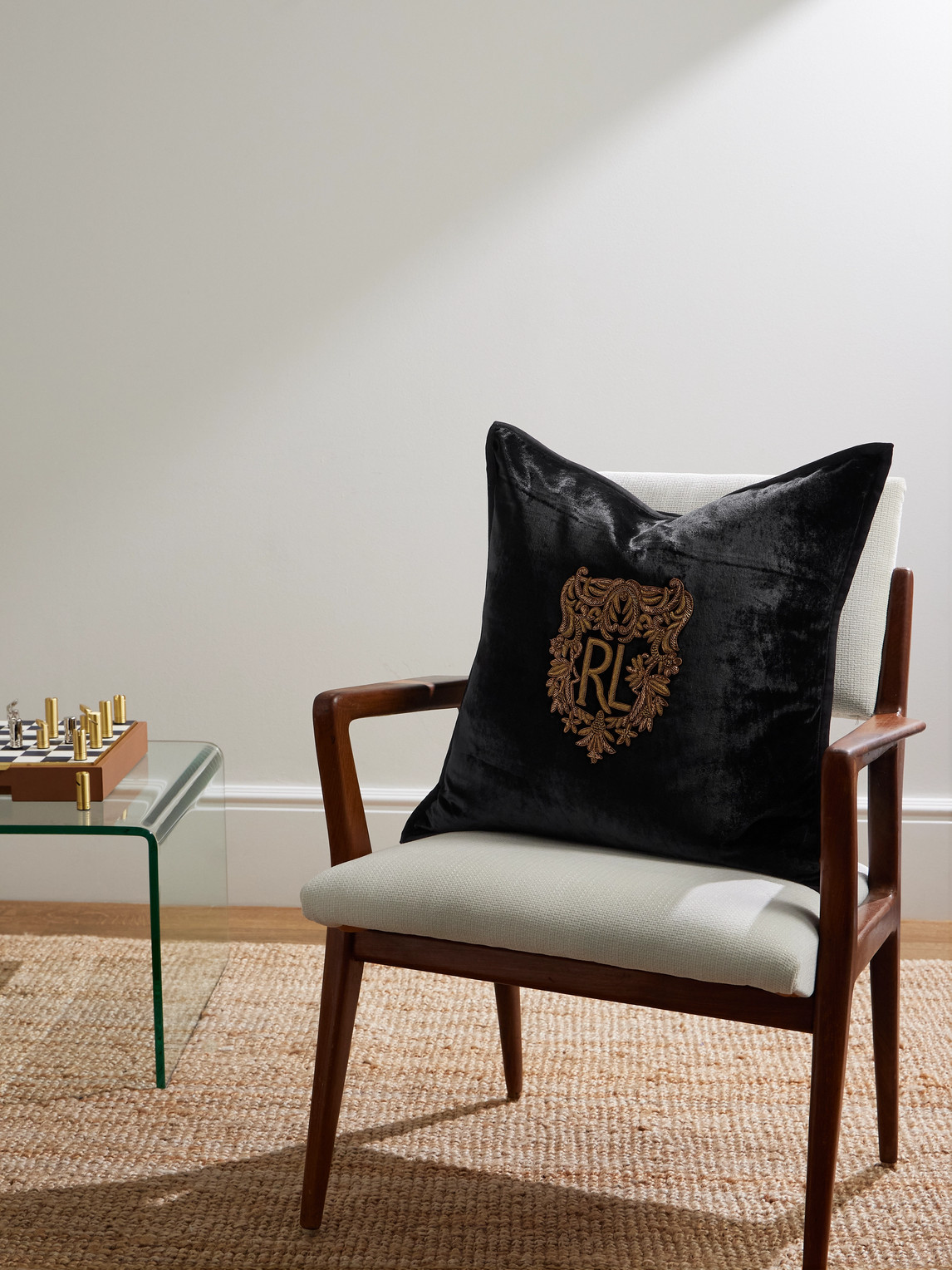 Glenshire Logo-Embroidered Velvet Throw Pillow — 2