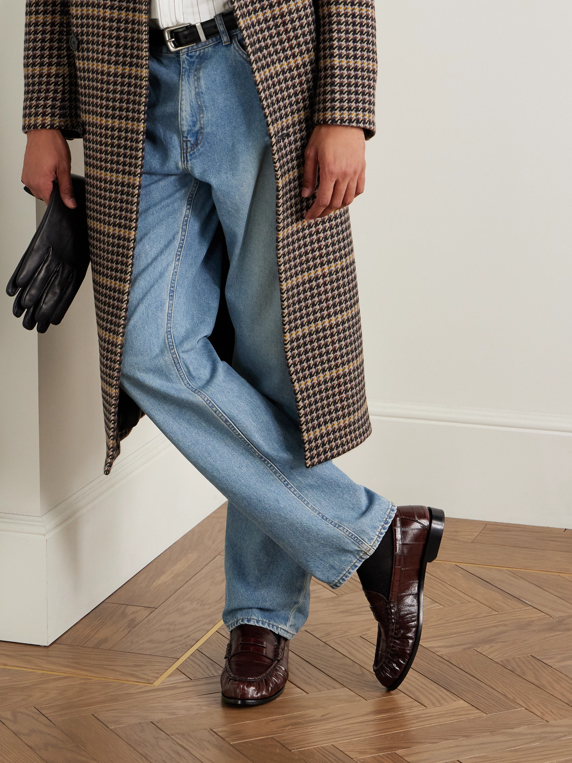 Saint Laurent Le Loafer Eel Penny Loafers In Brown