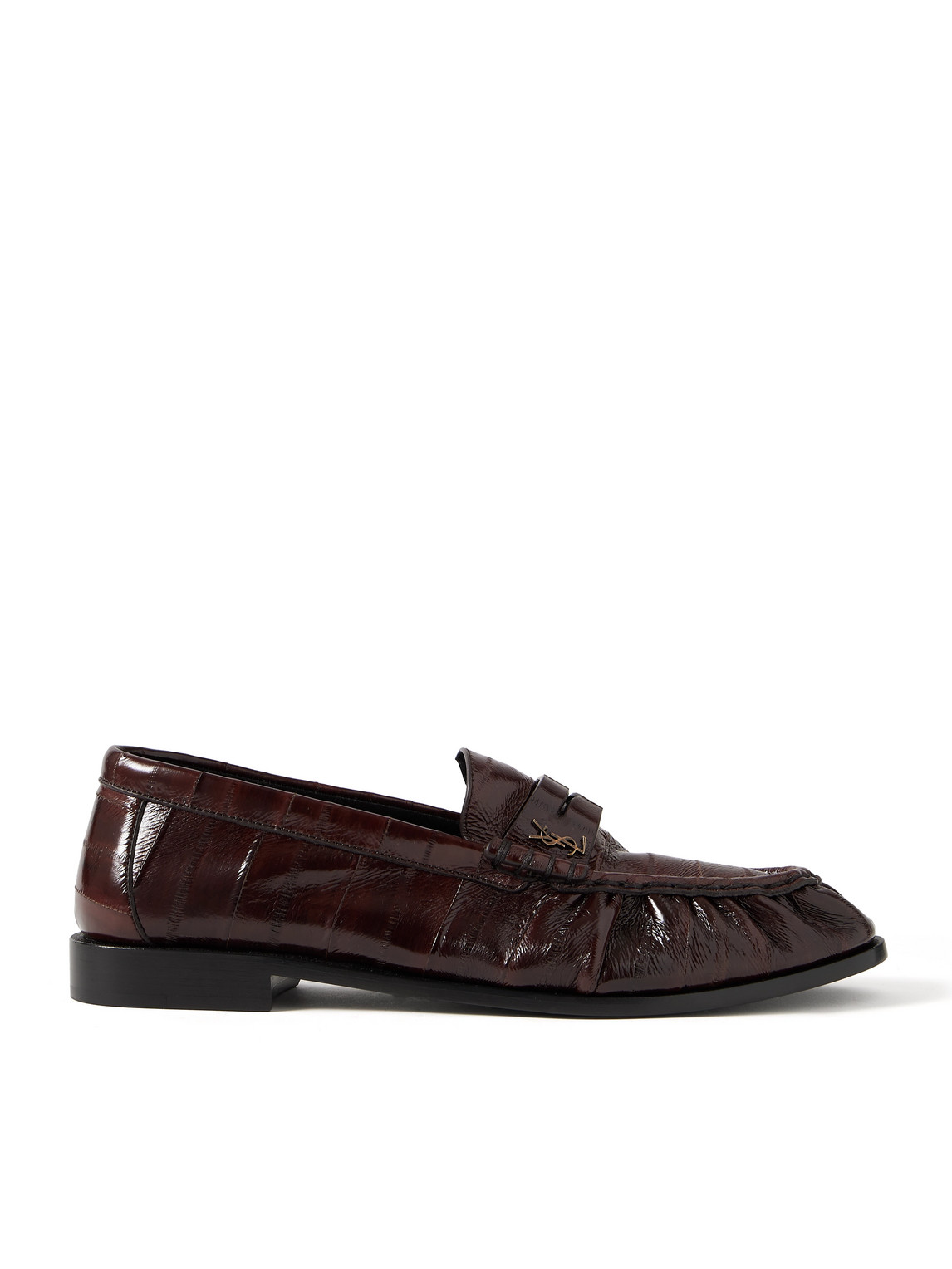 Saint Laurent Le Loafer Eel Penny Loafers In Brown