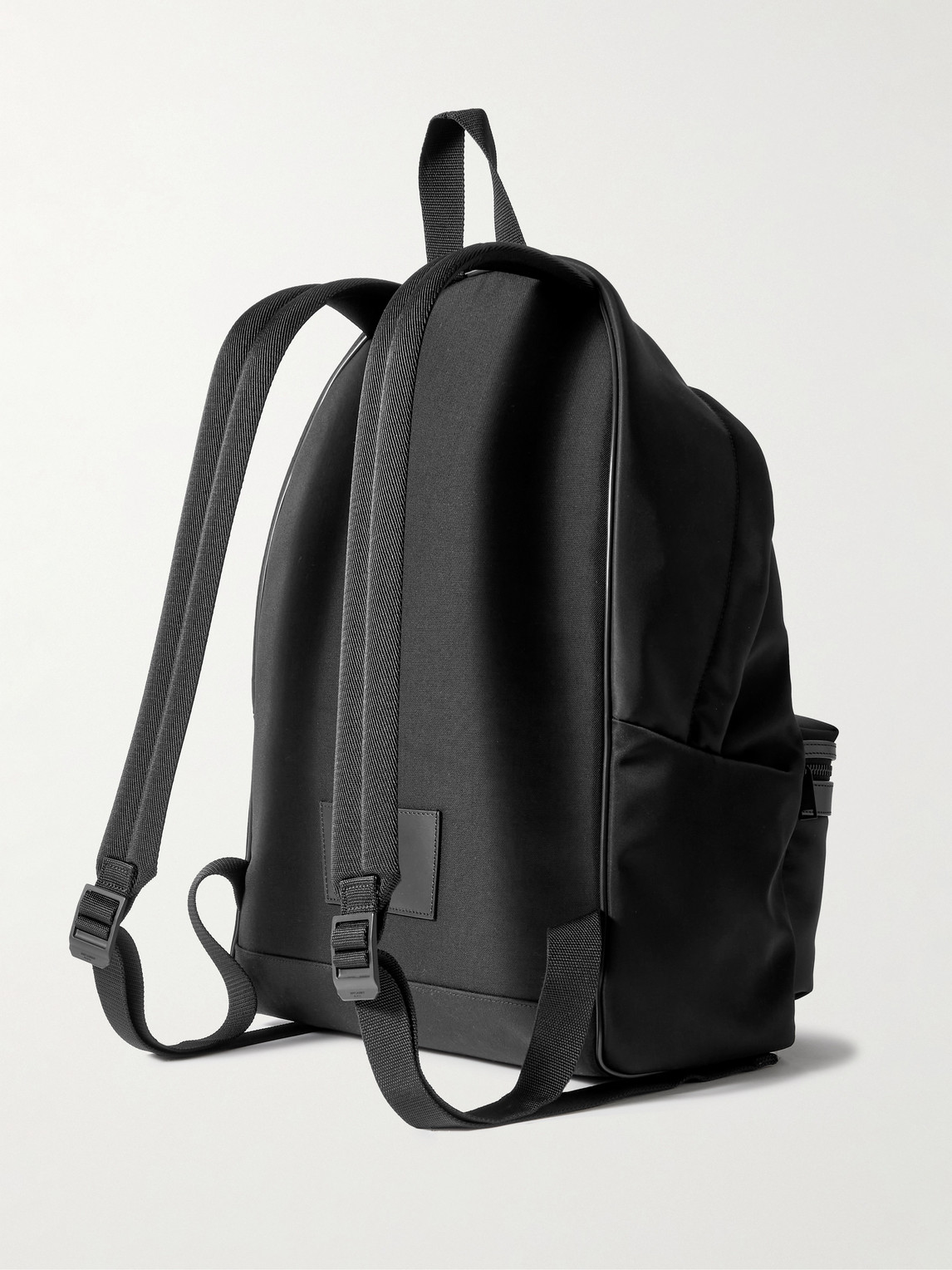 Saint Laurent City Leather-trimmed Shell Backpack In Black